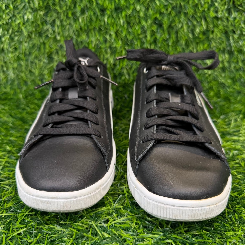 Puma Smash V2 Womens 7.5 Sneakers Black White Low Top Court Shoes 374512-02